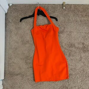 bright orange dress
